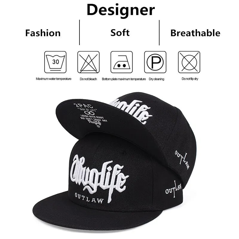 "1 Pcs Fashion Fastball CAP Thug life Embroidery Hip hop Baseball Cap Snapback