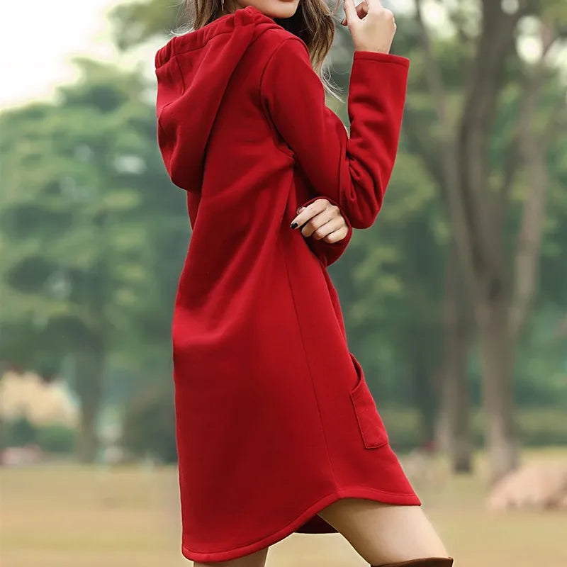 Women’s Oversized Hoodie Dress – Korean Pop Style Casual Long Sweatshirt