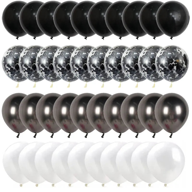 Black Metal Latex Confetti Balloons for 30th, 40th & 50th Birthday Celebrations