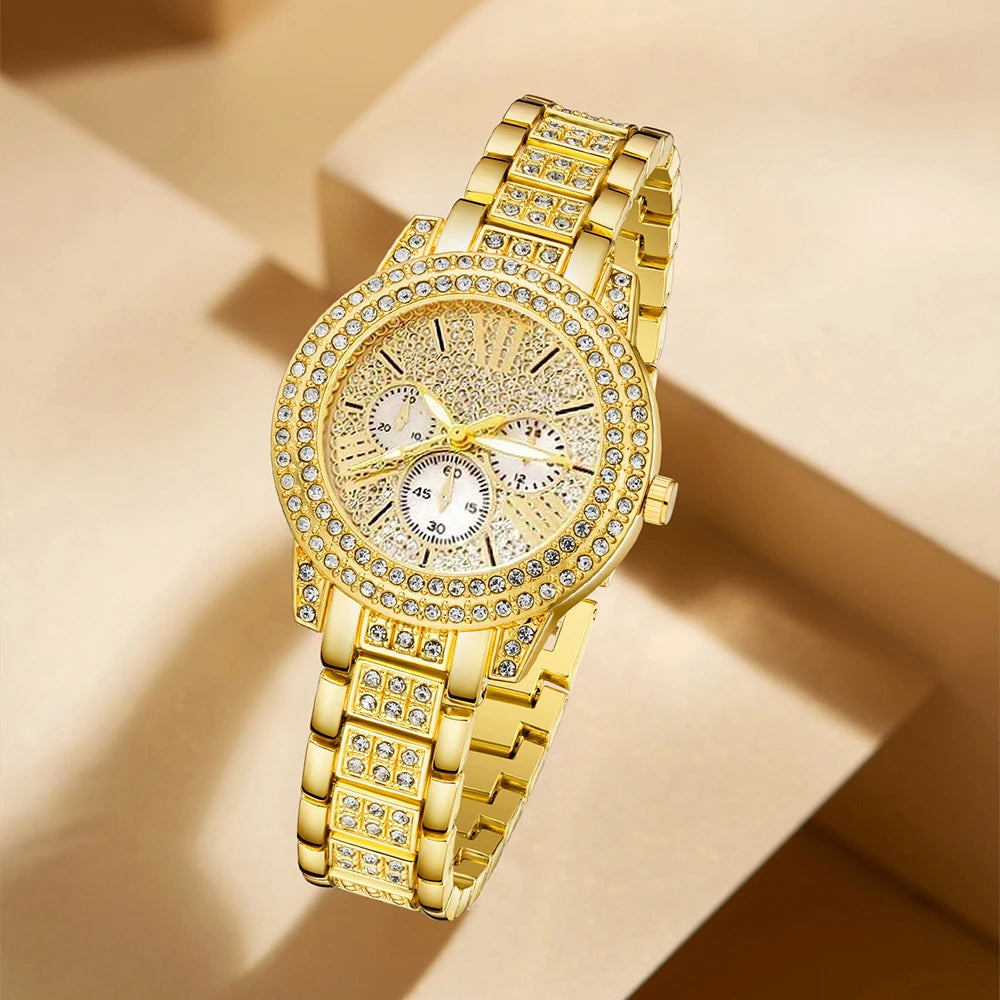 Elegant Women's Quartz Watch & Jewelry Gift Set