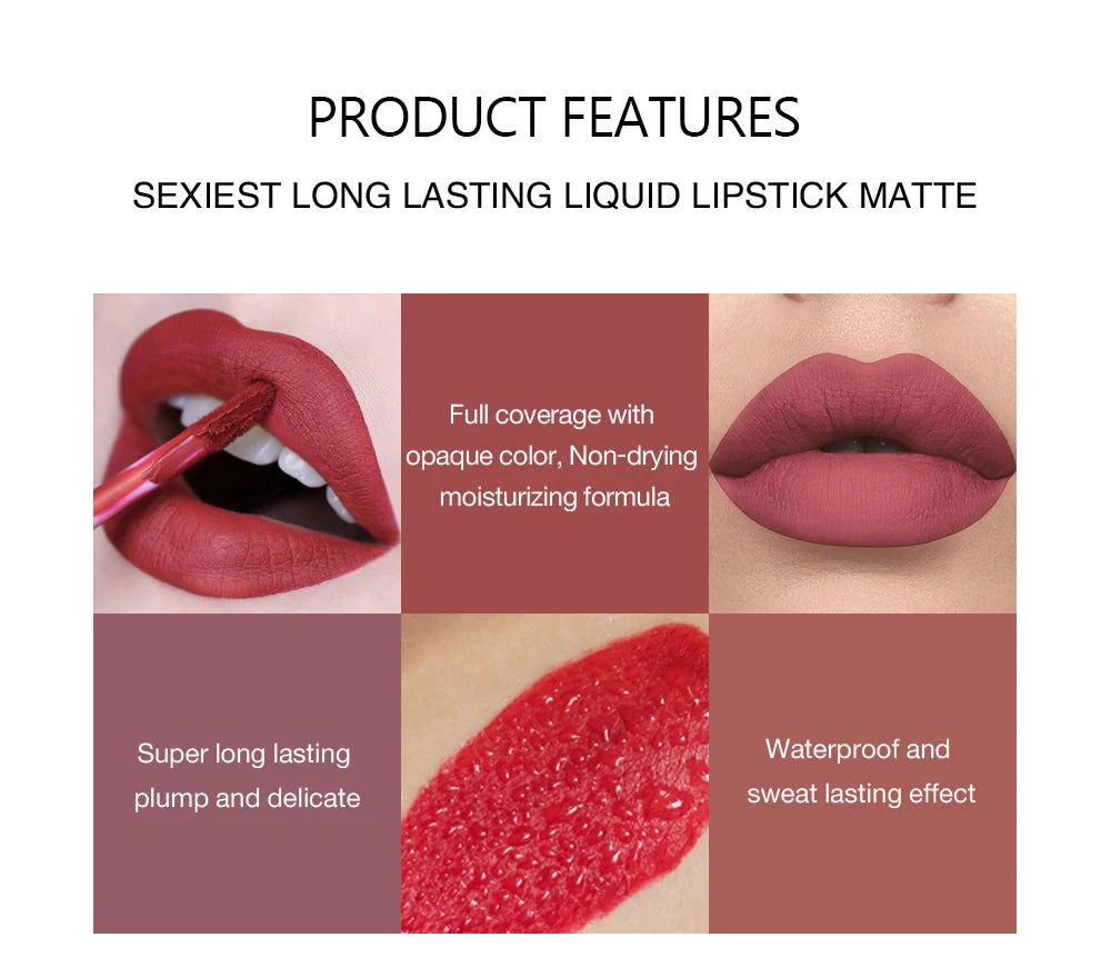 HANDAIYAN Set of 6 Non-Stick Liquid Lipsticks in Cup Packaging