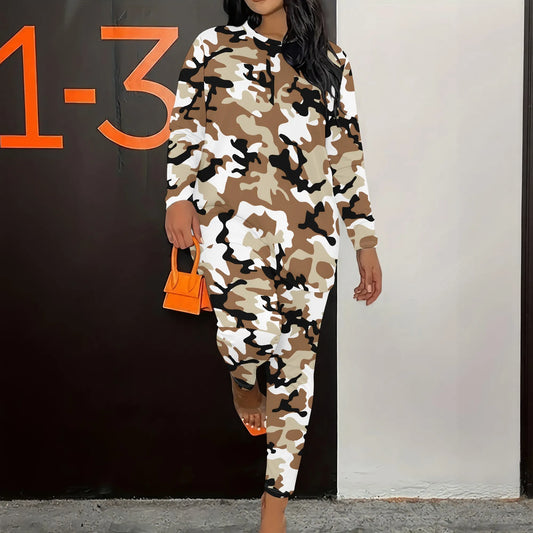 Women’s Long Sleeve 3D Camouflage Print Two-Piece Set