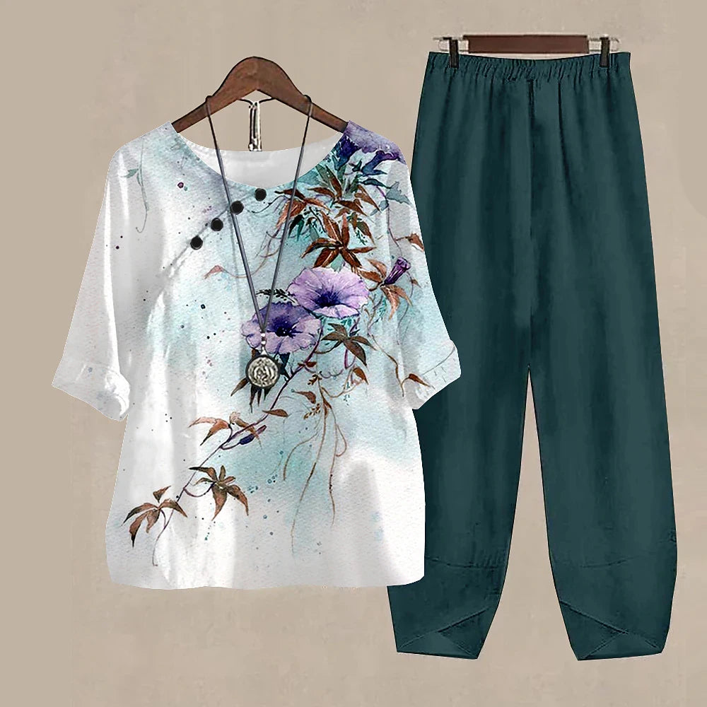 Women’s 2-Piece Pants & T-Shirt Set – Y2K Fashion Vibes