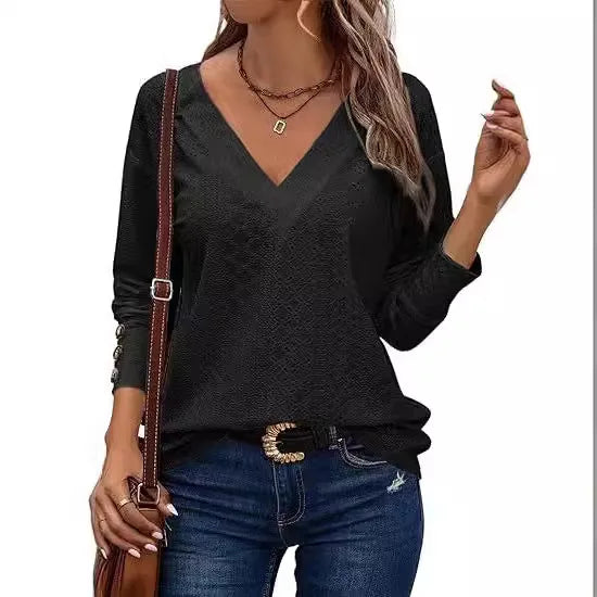 Women’s Spring 2024 Long Sleeve V-Neck Blouse