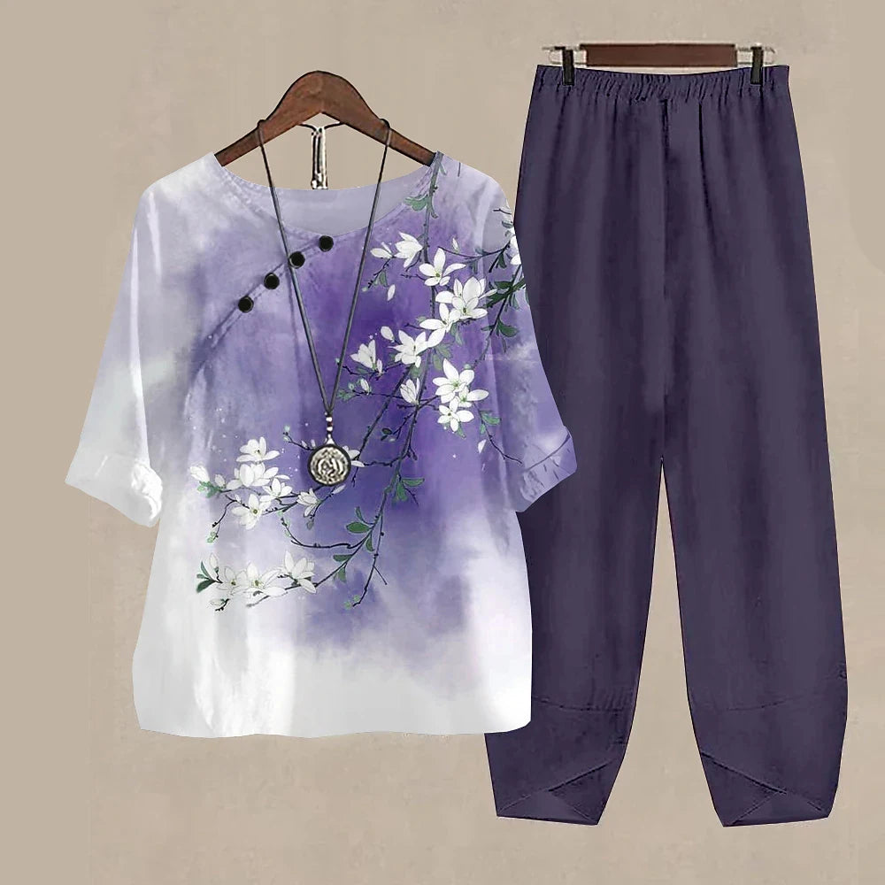 Women’s 2-Piece Pants & T-Shirt Set – Y2K Fashion Vibes