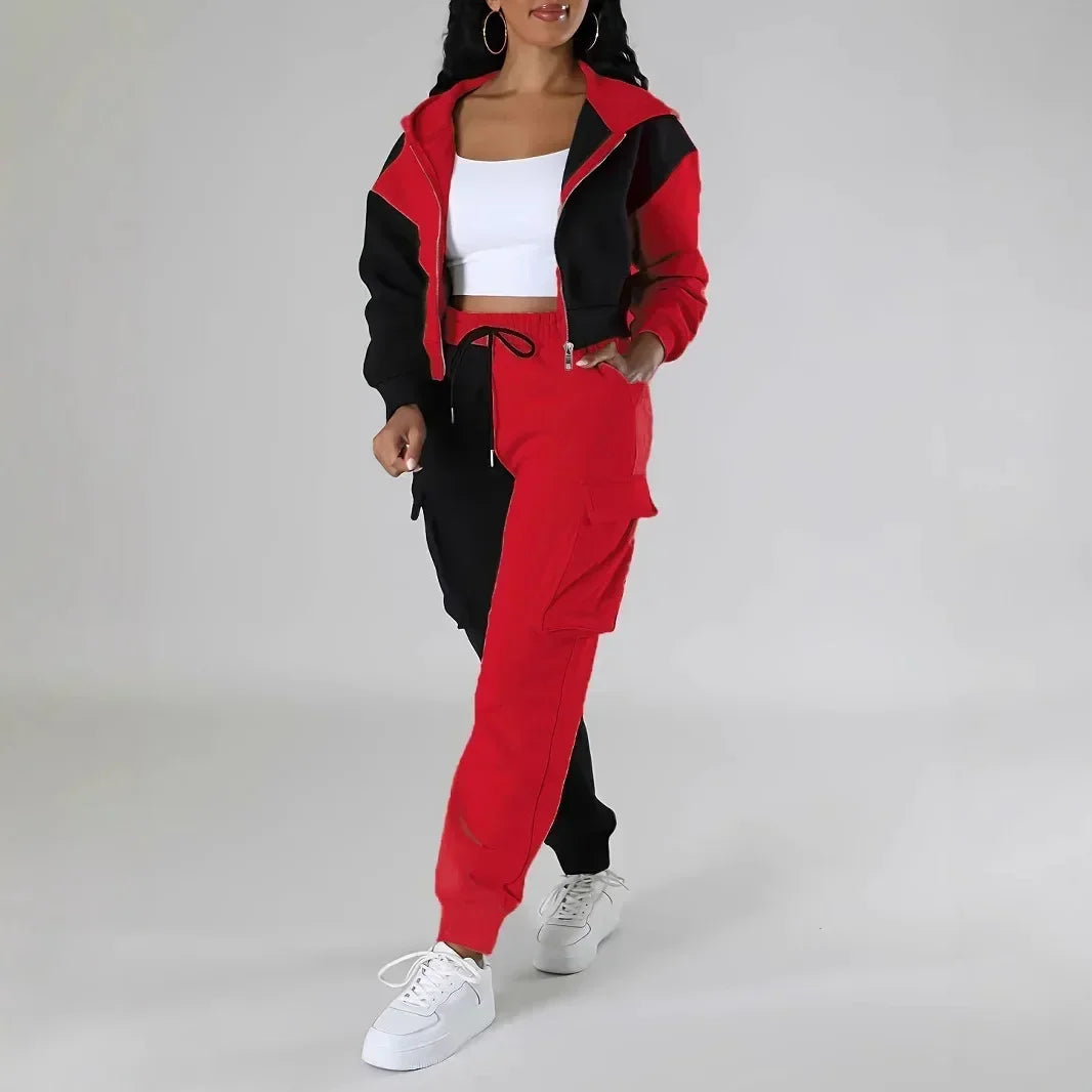 Women’s Loose Two-Piece Hoodie Tracksuit – Autumn/Winter Set