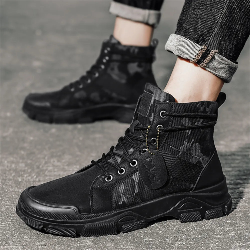 Men's Canvas Boots – New Autumn/Winter Plus Velvet High-Top Warm Casual Outdoor Boots (Camouflage Style)