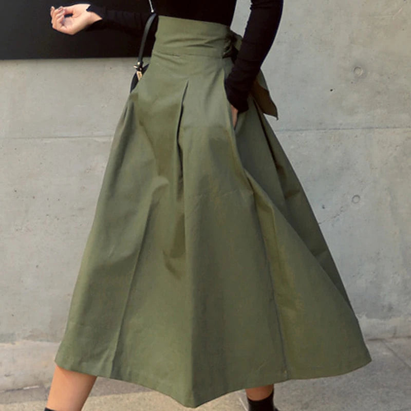 Elevate Your Autumn Style – Korean Fashion High-Waist Long Skirt