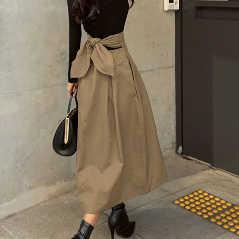 Elevate Your Autumn Style – Korean Fashion High-Waist Long Skirt