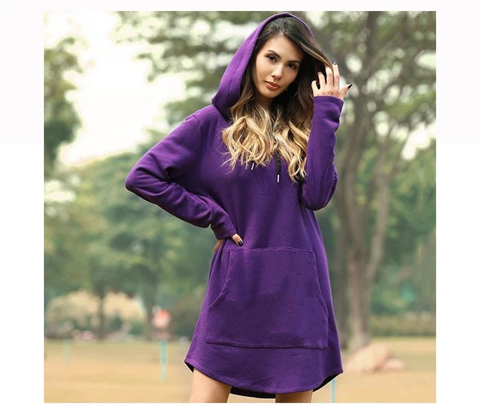 Women’s Oversized Hoodie Dress – Korean Pop Style Casual Long Sweatshirt
