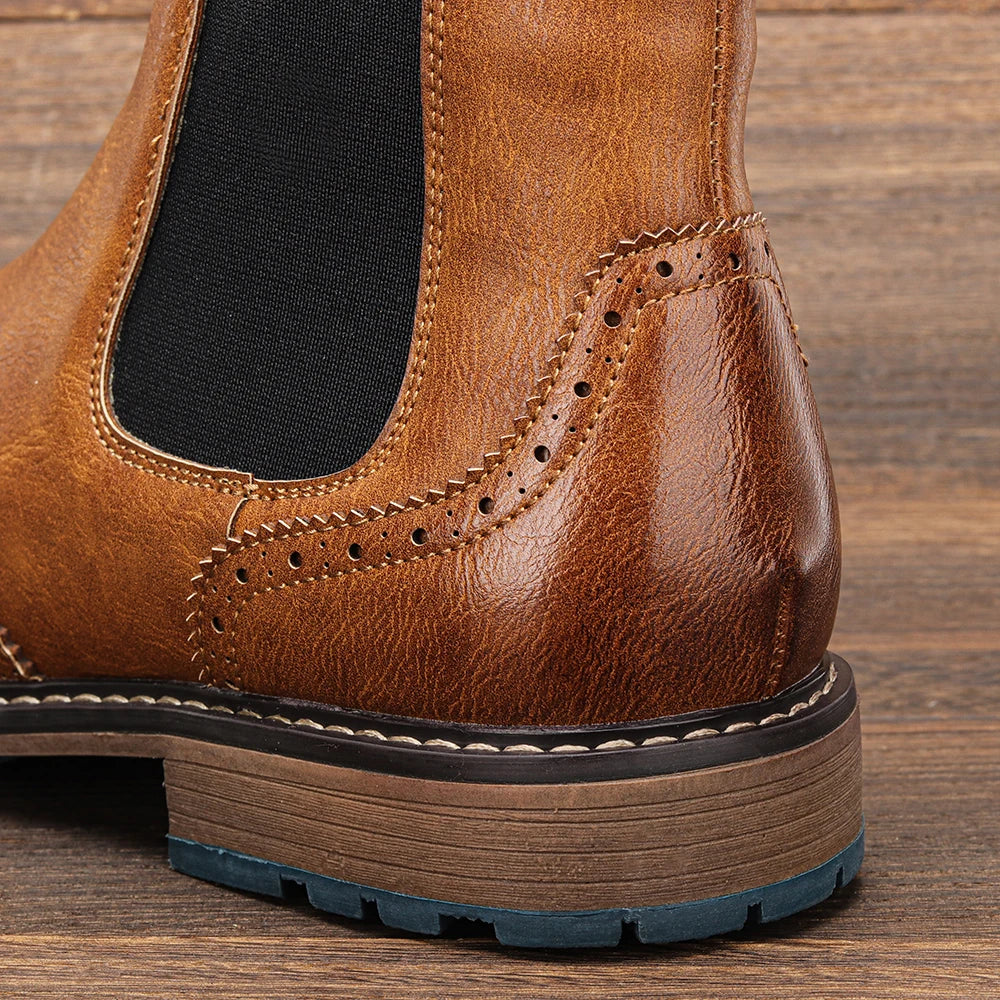 Brogue Chelsea Men Leather Boots