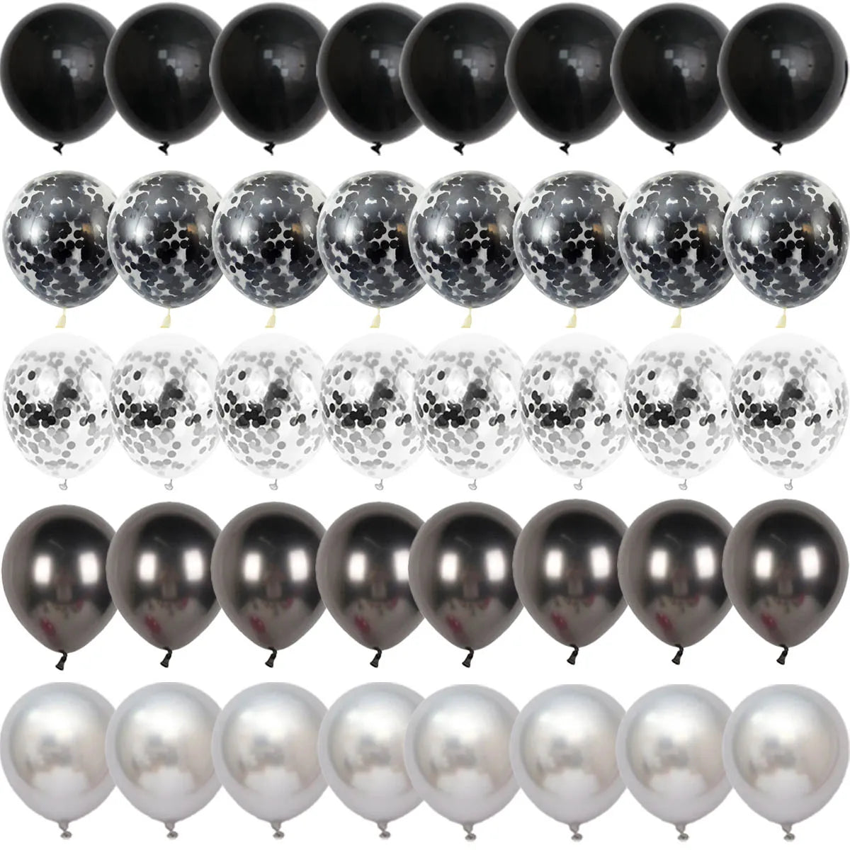 Black Metal Latex Confetti Balloons for 30th, 40th & 50th Birthday Celebrations
