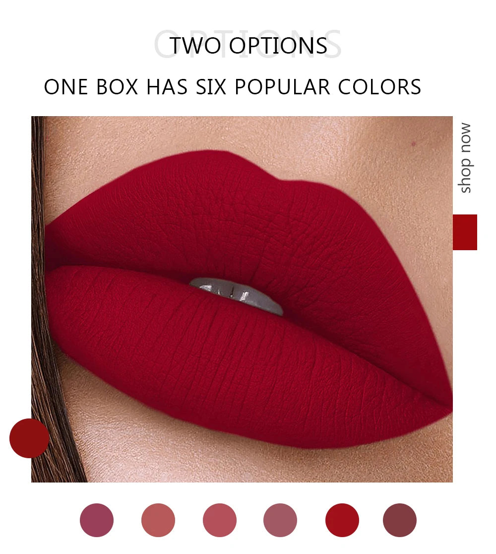 HANDAIYAN Set of 6 Non-Stick Liquid Lipsticks in Cup Packaging