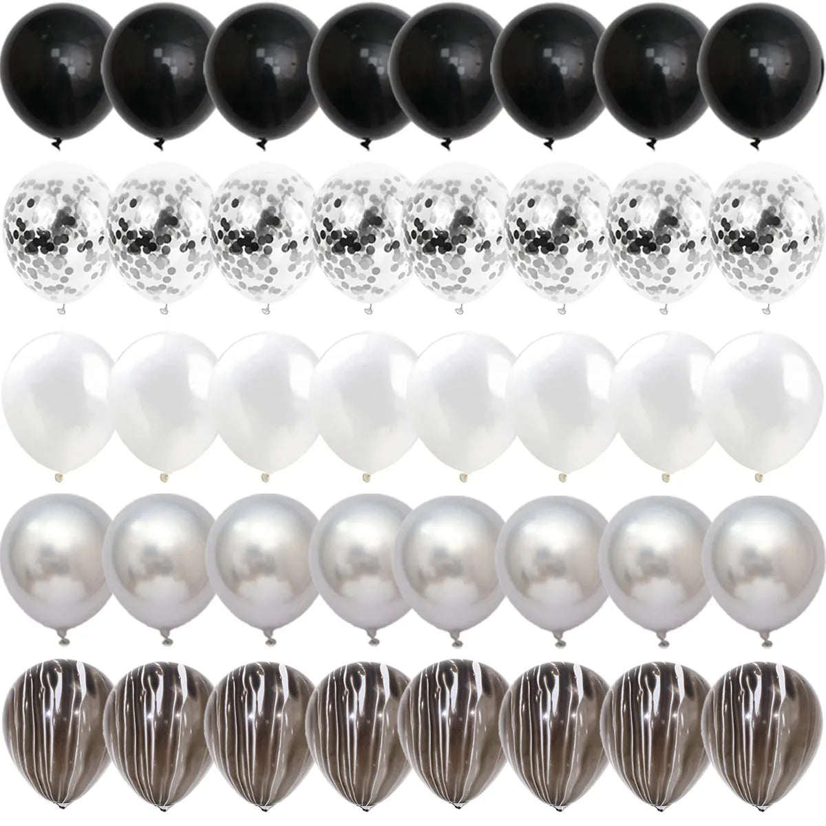 Black Metal Latex Confetti Balloons for 30th, 40th & 50th Birthday Celebrations