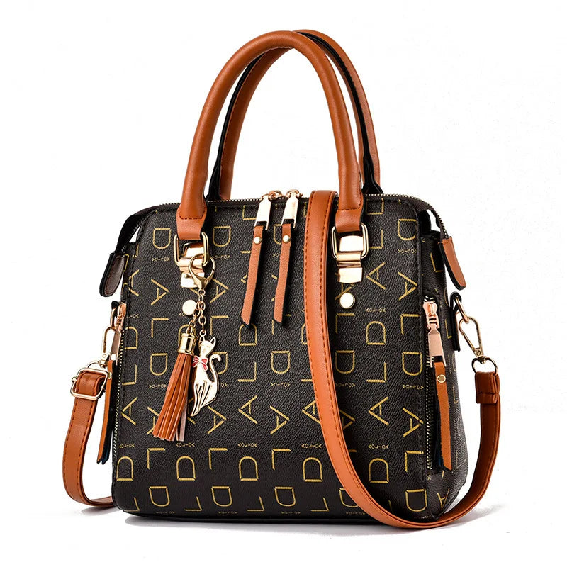 Fashion English Letter Handbag – Elegant & Spacious PU Leather Tote