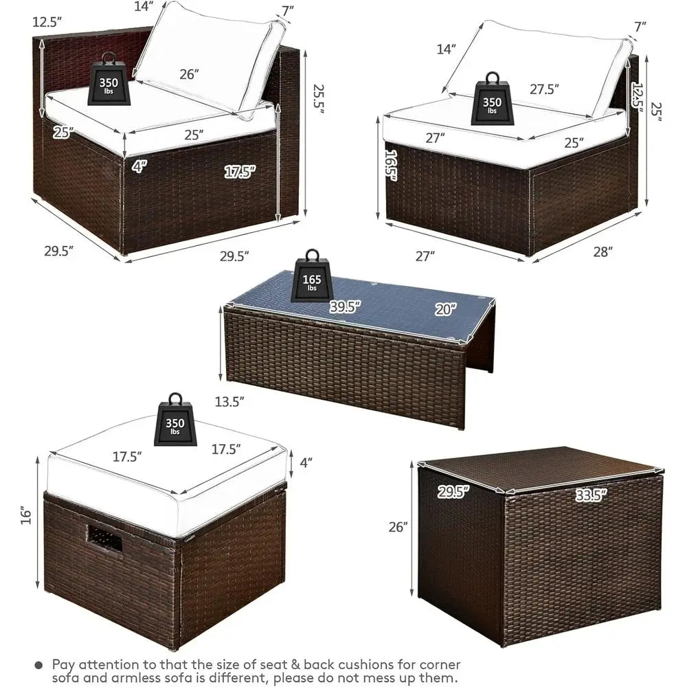 8-Piece Outdoor PE Rattan Patio Furniture Set with Waterproof Cover