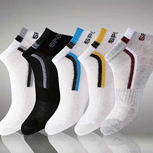 30 Pairs Men’s Ankle Socks – Breathable Mesh, Color-Block Athletic & Casual Low-Cut Socks
