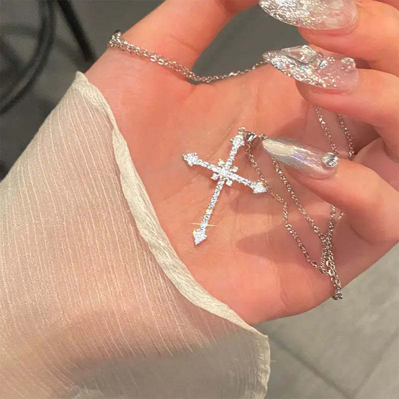Silver Color Cross Pendant Necklace