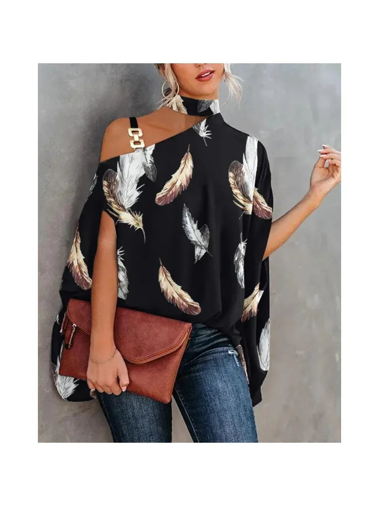 Casual Floral Batwing Sleeve Blouse for Women – Loose Summer Fashion Top