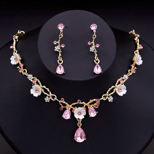 Gorgeous Crystal Bridal Jewelry Set – Luxury Flower Choker & Earrings
