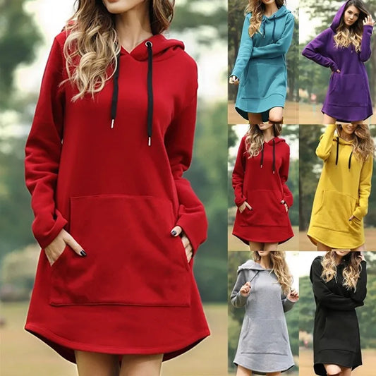 Women’s Oversized Hoodie Dress – Korean Pop Style Casual Long Sweatshirt