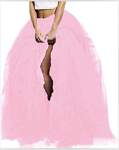 Women’s Tutu Long Skirt – Front Split Layered Tulle Puffy Skirts