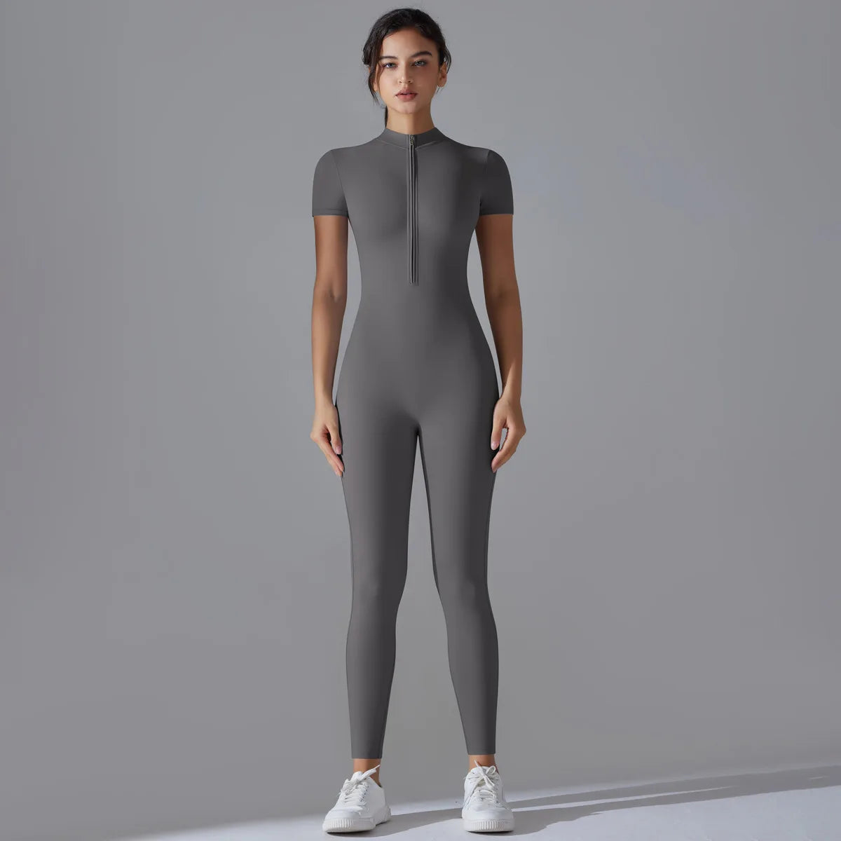 Women's Naked-Feel Short Sleeve Yoga Jumpsuit – Quick-Dry Breathable Fitness Bodysuit