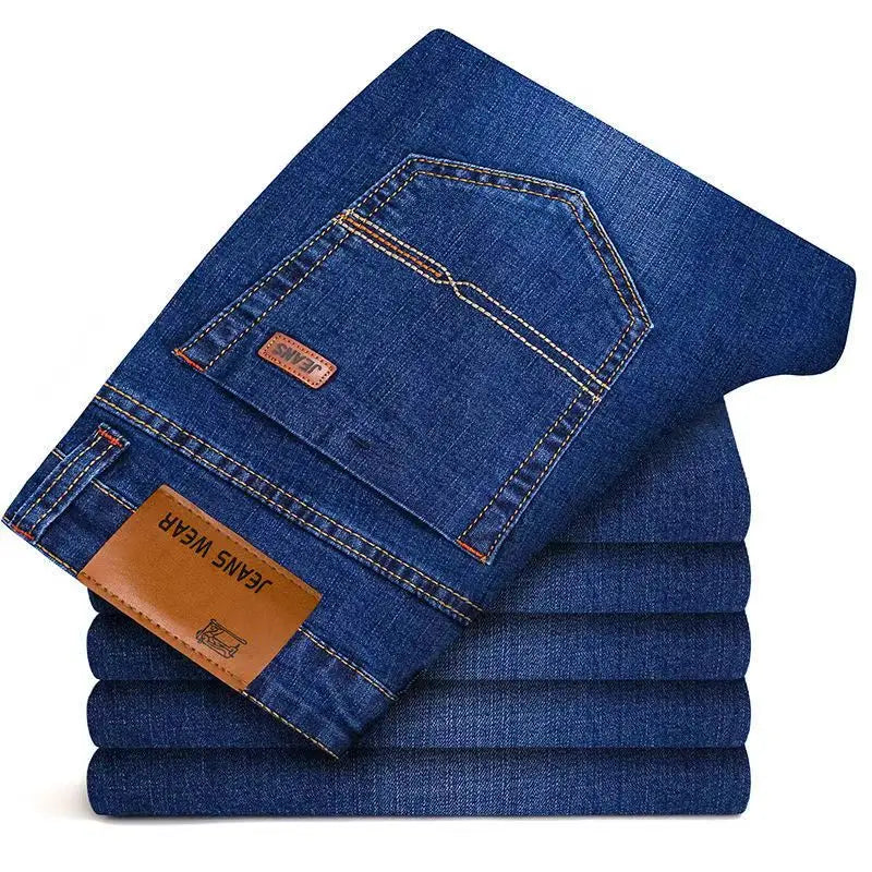 Men’s Vintage Black Straight-Leg Stretch Jeans – Business Casual Denim Pants