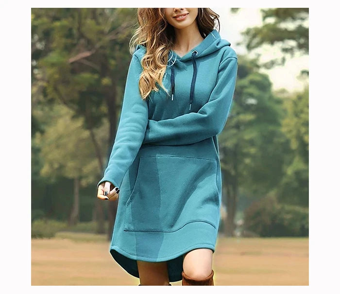 Women’s Oversized Hoodie Dress – Korean Pop Style Casual Long Sweatshirt