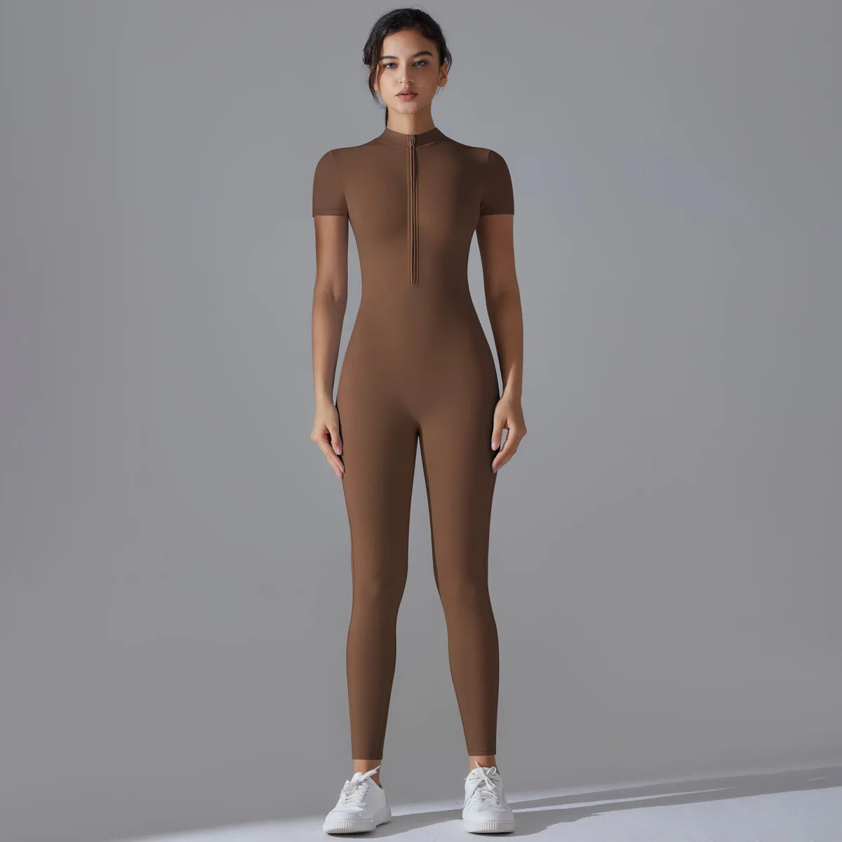 Women's Naked-Feel Short Sleeve Yoga Jumpsuit – Quick-Dry Breathable Fitness Bodysuit