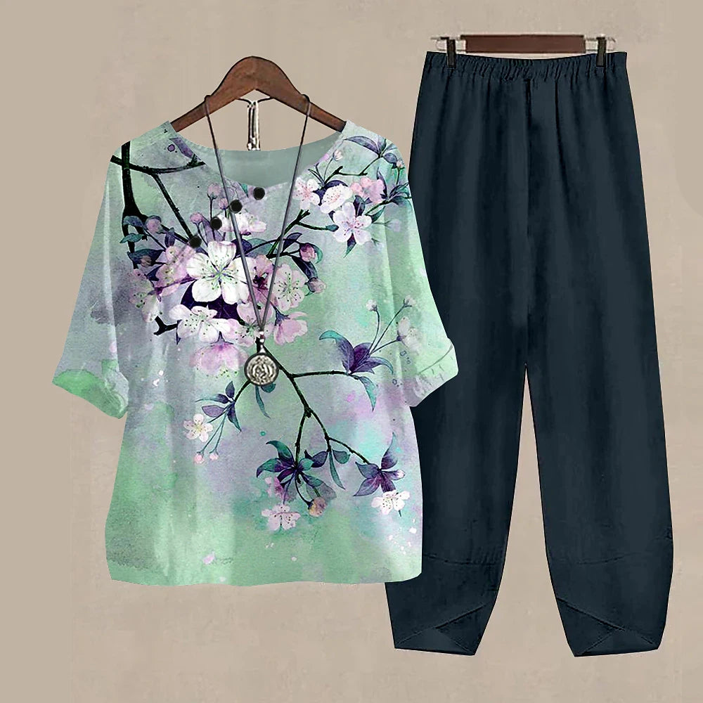 Women’s 2-Piece Pants & T-Shirt Set – Y2K Fashion Vibes