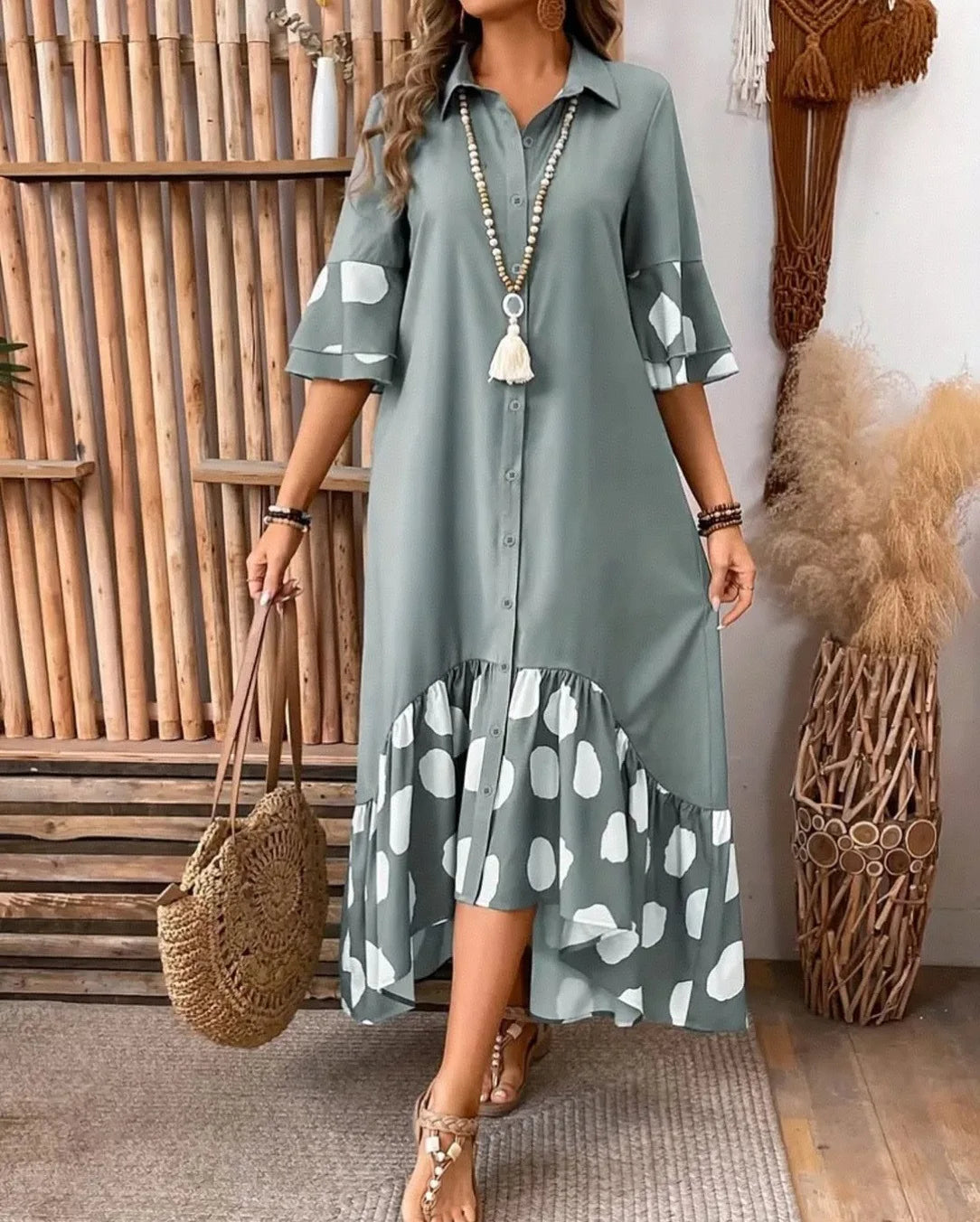 Elegant Polka Dot Printed Dress for Women