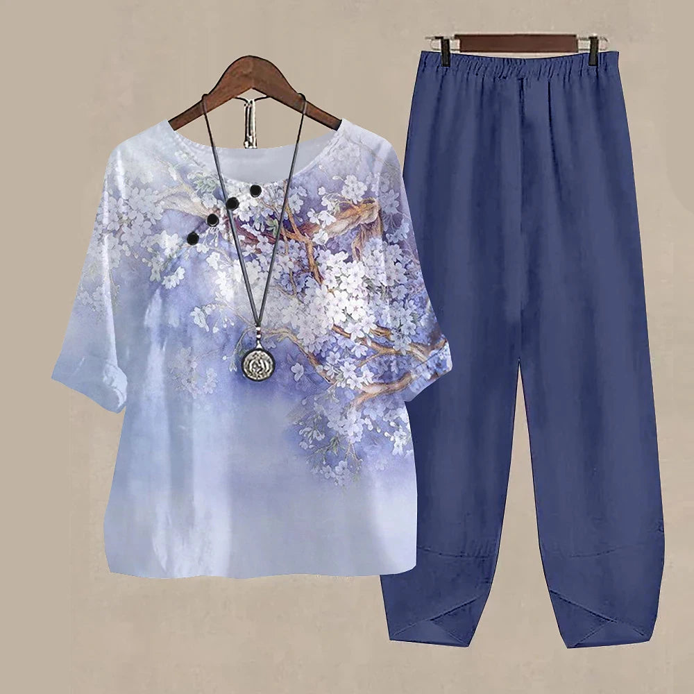 Women’s 2-Piece Pants & T-Shirt Set – Y2K Fashion Vibes