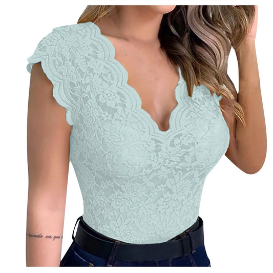Women’s Lace V-Neck Camisole Tank Top – Sexy Summer Bralette Vest