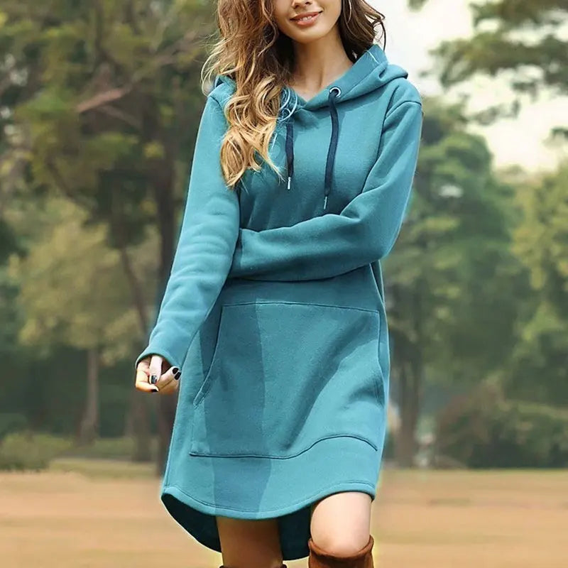 Women’s Oversized Hoodie Dress – Korean Pop Style Casual Long Sweatshirt
