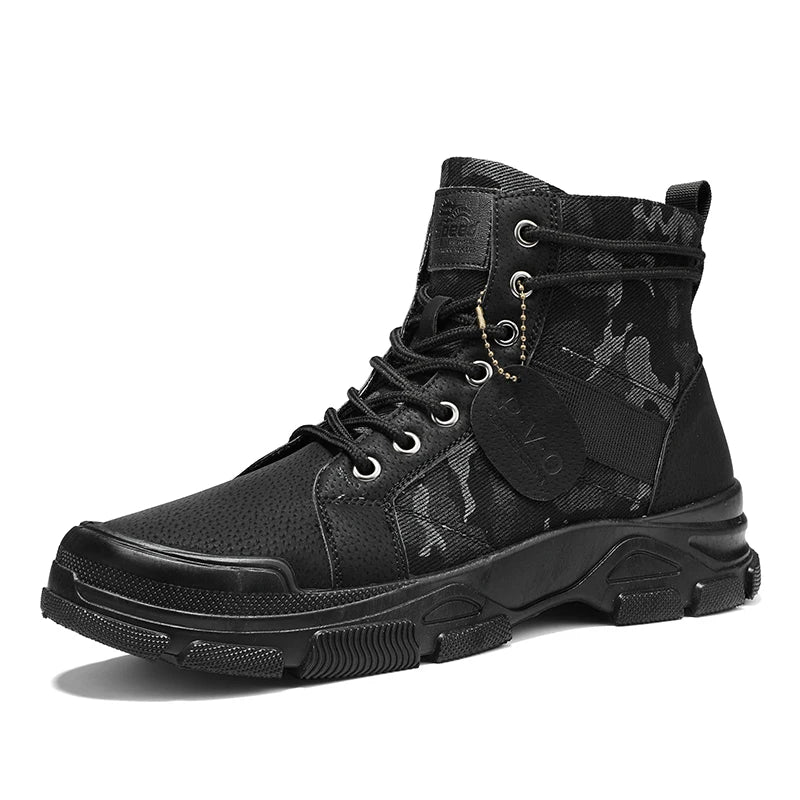 Men's Canvas Boots – New Autumn/Winter Plus Velvet High-Top Warm Casual Outdoor Boots (Camouflage Style)