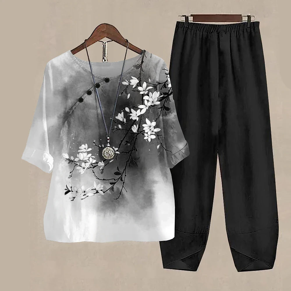 Women’s 2-Piece Pants & T-Shirt Set – Y2K Fashion Vibes