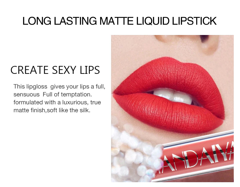HANDAIYAN Set of 6 Non-Stick Liquid Lipsticks in Cup Packaging