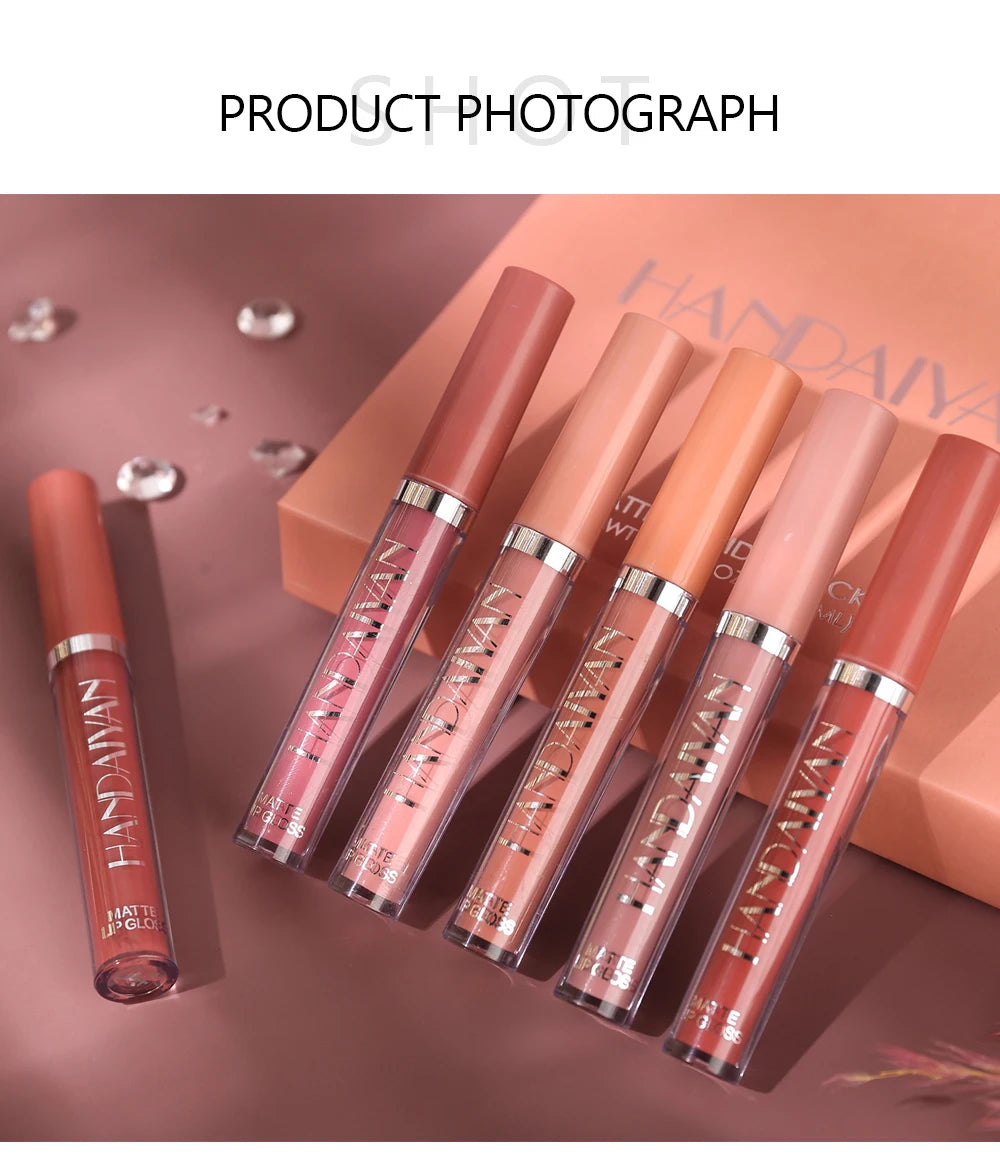 HANDAIYAN Set of 6 Non-Stick Liquid Lipsticks in Cup Packaging