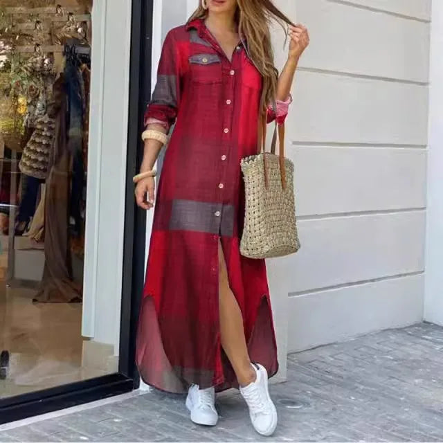 Women's fashion long sleeved shirts skirts long dresses