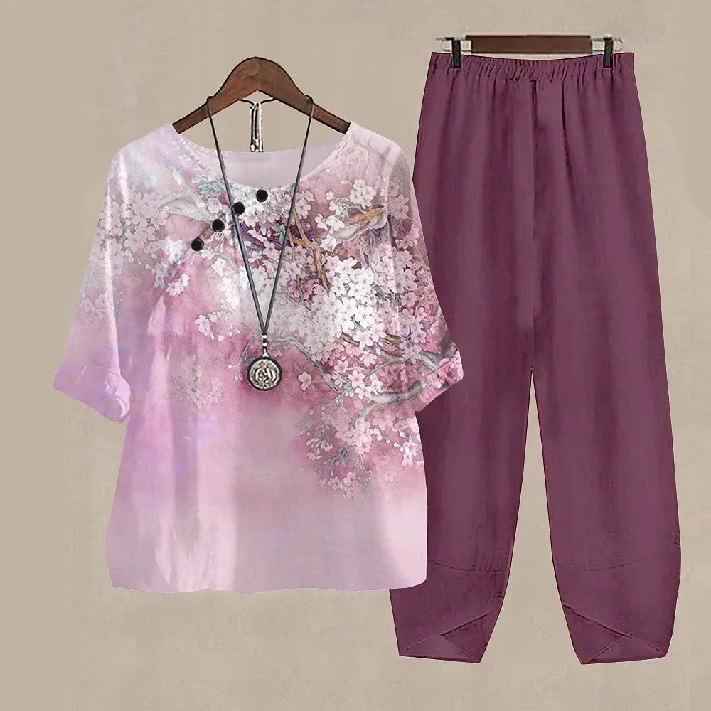Women’s 2-Piece Pants & T-Shirt Set – Y2K Fashion Vibes