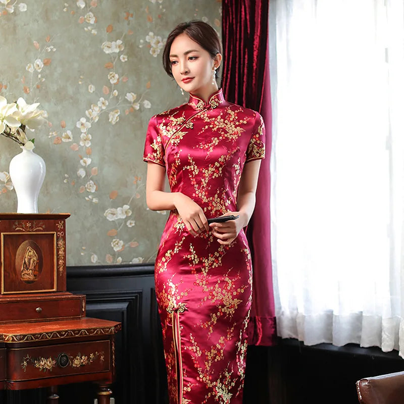 Chinese Style Dragon & Phoenix Qipao Dress – Vintage Elegant Cheongsam