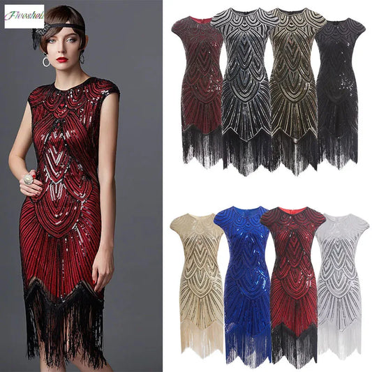 Women's 1920s Vintage Gatsby Long Skirt Flapper Dress