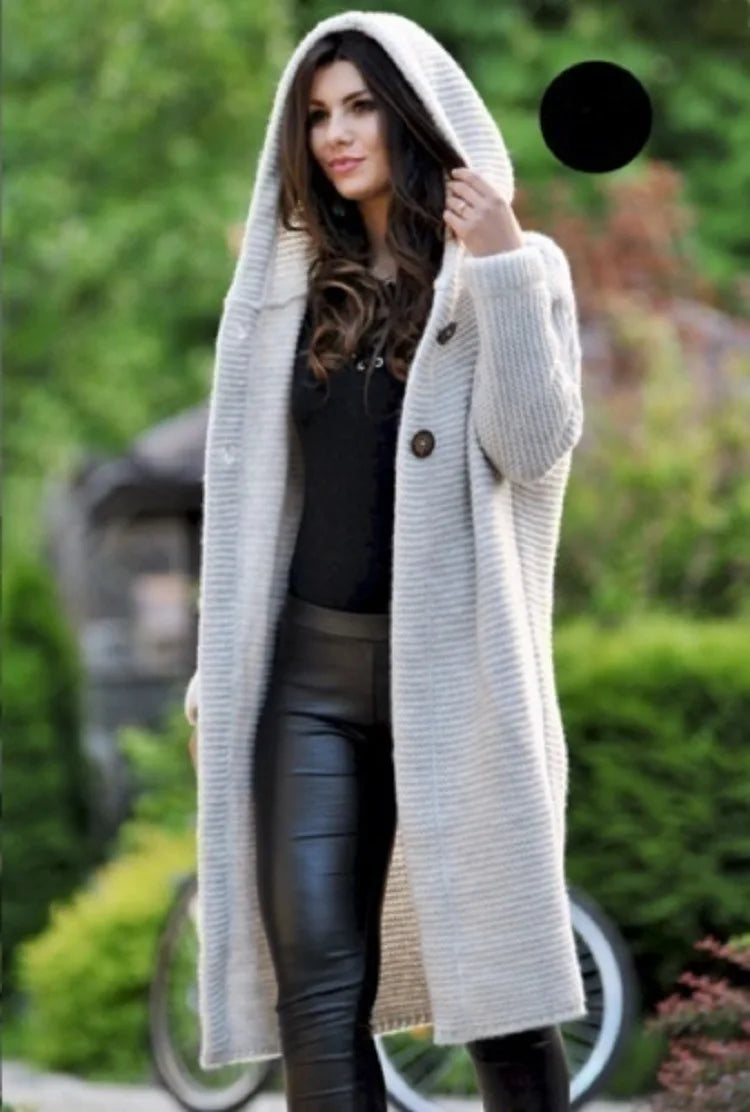 Women’s oversized hooded cardigan sweater
