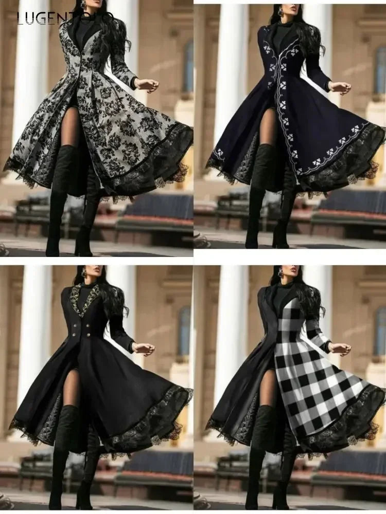 Women’s Vintage Lace-Trim Trench Coat