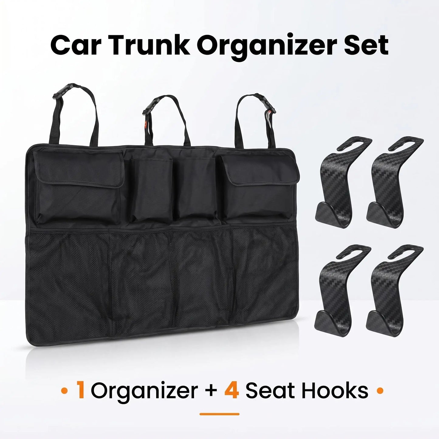 Car Trunk Organizer, Backseat Hanging Organizer with Large Storage Bag, Extra-Large Capacity Cargo Storage Organizer for SUVs, Trucks & Vans