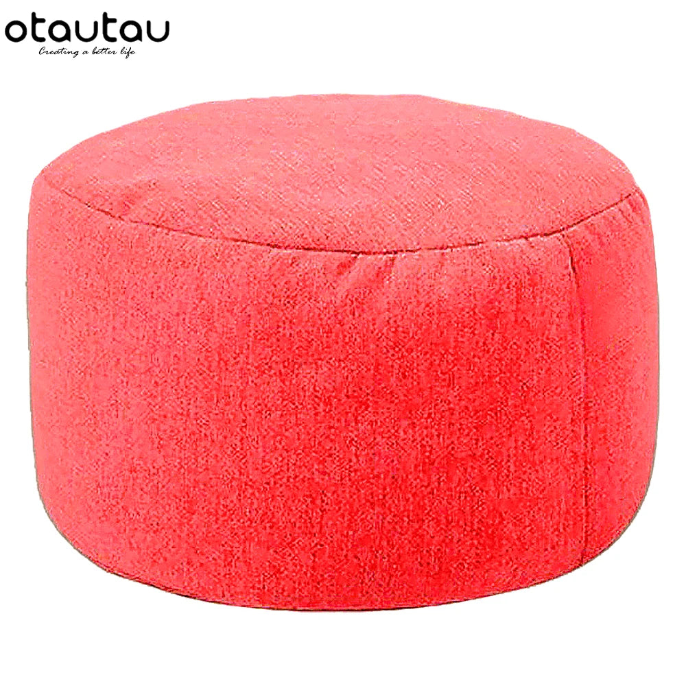 OTAUTAU Round Linen Bean Bag Ottoman