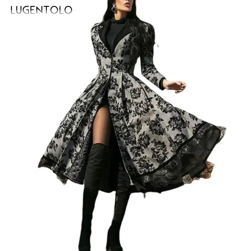 Women’s Vintage Lace-Trim Trench Coat