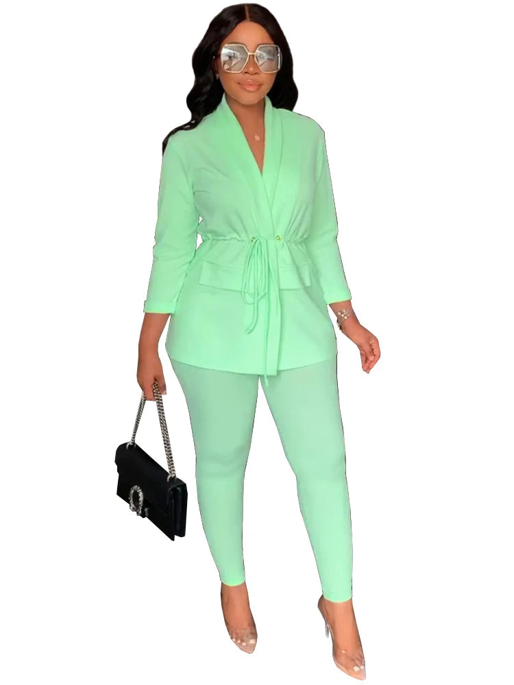 African 2-Piece Pant Suit for Women – Traditional-Inspired Casual Office Wear