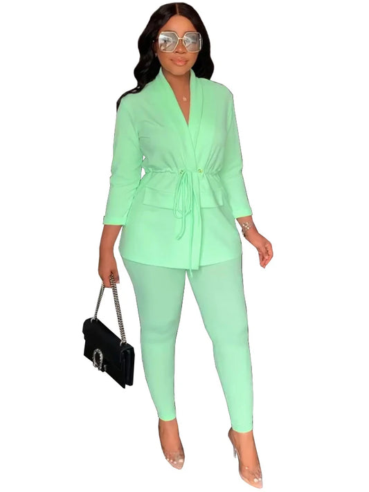 African 2-Piece Pant Suit for Women – Traditional-Inspired Casual Office Wear